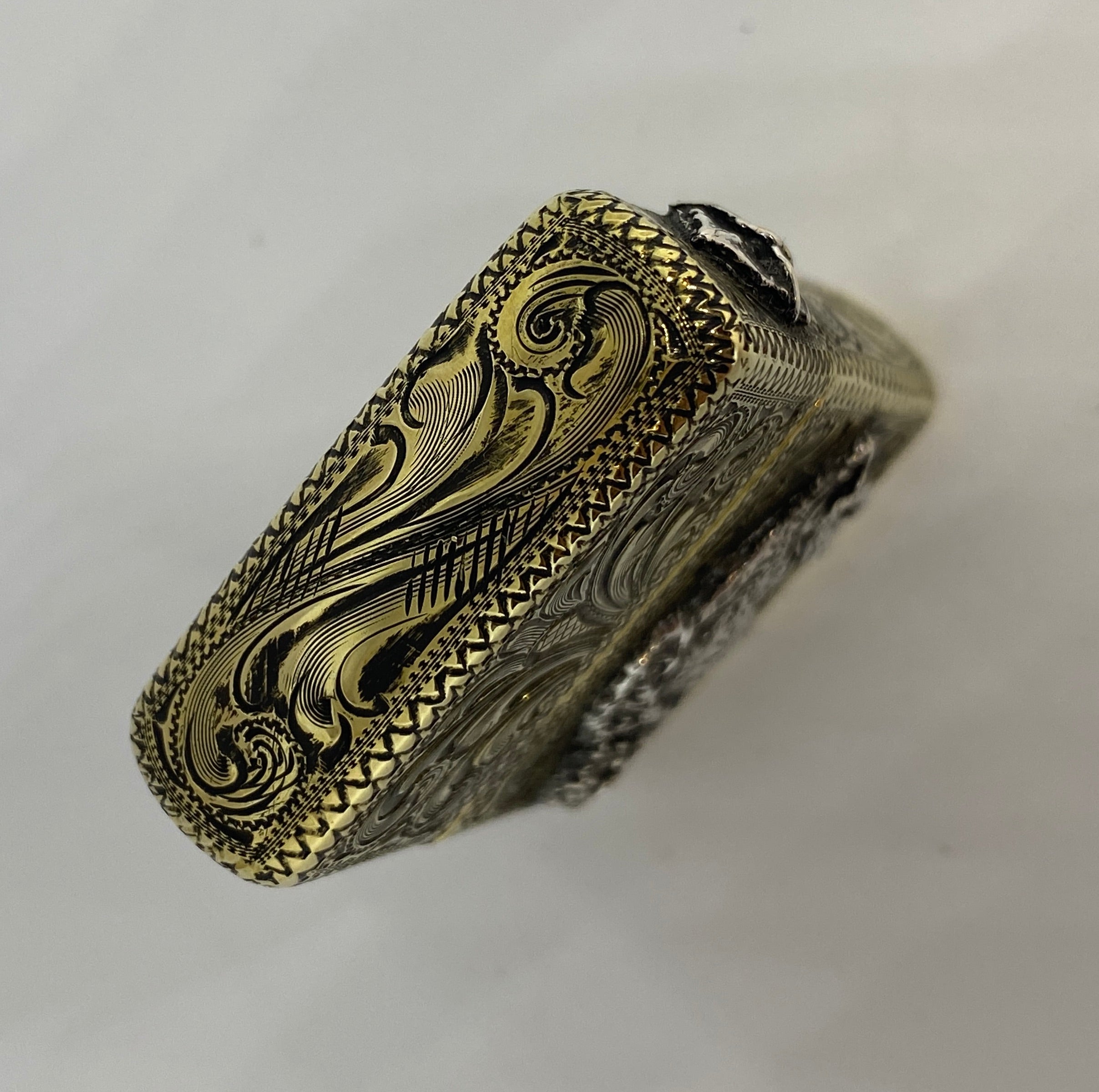 Silver-King-Zippo-Brass-Armor-Lighter-Fully-Engraved-with-Sterling-Silver-Buffalo-Made-in-USA