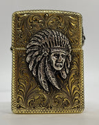 Zippo Lighter, Hand Engraved Brass Armor