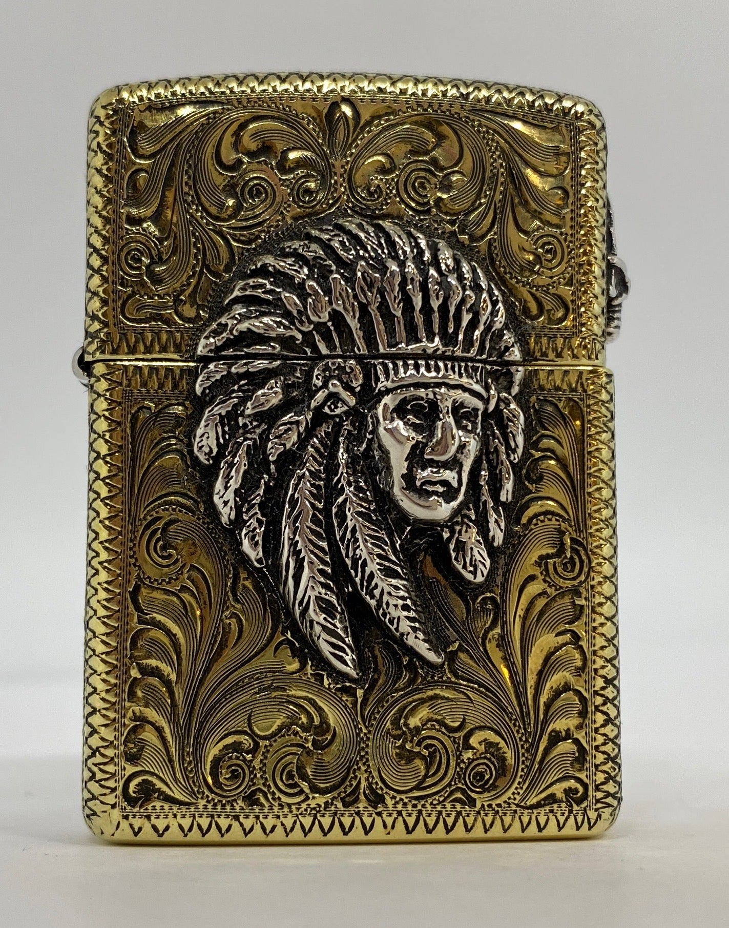 Zippo Lighter, Hand Engraved Brass Armor