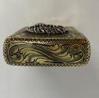 Silver-King-Zippo-Brass-Armor-Lighter-Fully-Engraved-with-Sterling-Silver-Chief-Made-in-USA