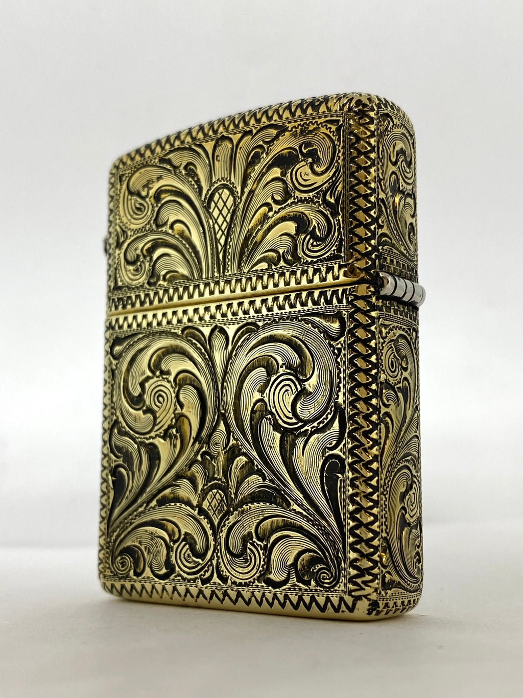 Silver-King-Zippo-Brass-Armor-Lighter-Fully-Engraved-with-Sterling-Silver-Sugar-Skull-Made-in-USA