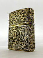 Silver-King-Zippo-Brass-Armor-Lighter-Fully-Engraved-with-Sterling-Silver-Sugar-Skull-Made-in-USA