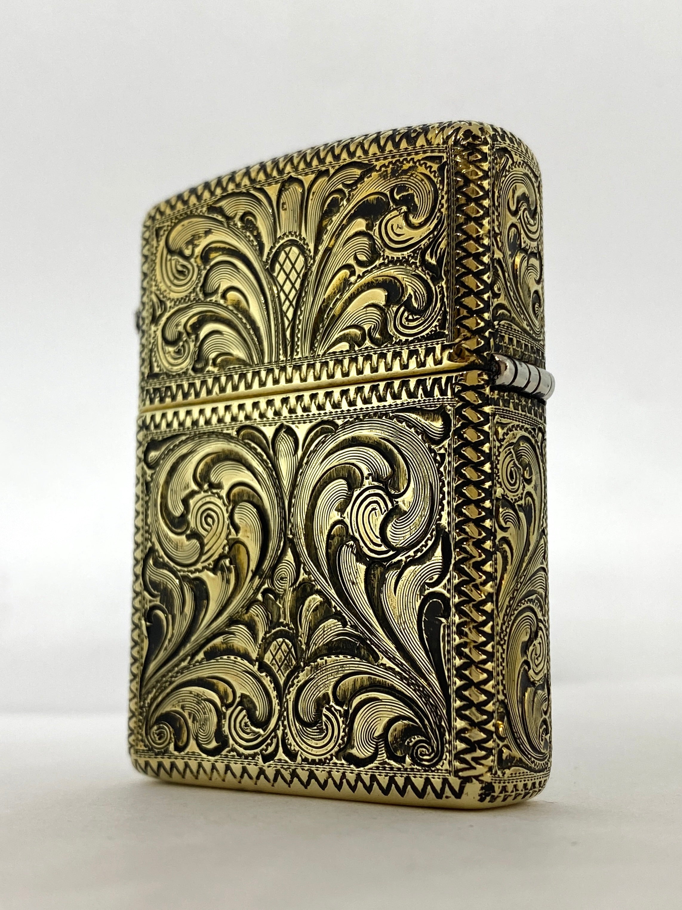 Silver-King-Zippo-Brass-Armor-Lighter-Fully-Engraved-with-Sterling-Silver-Sugar-Skull-Made-in-USA