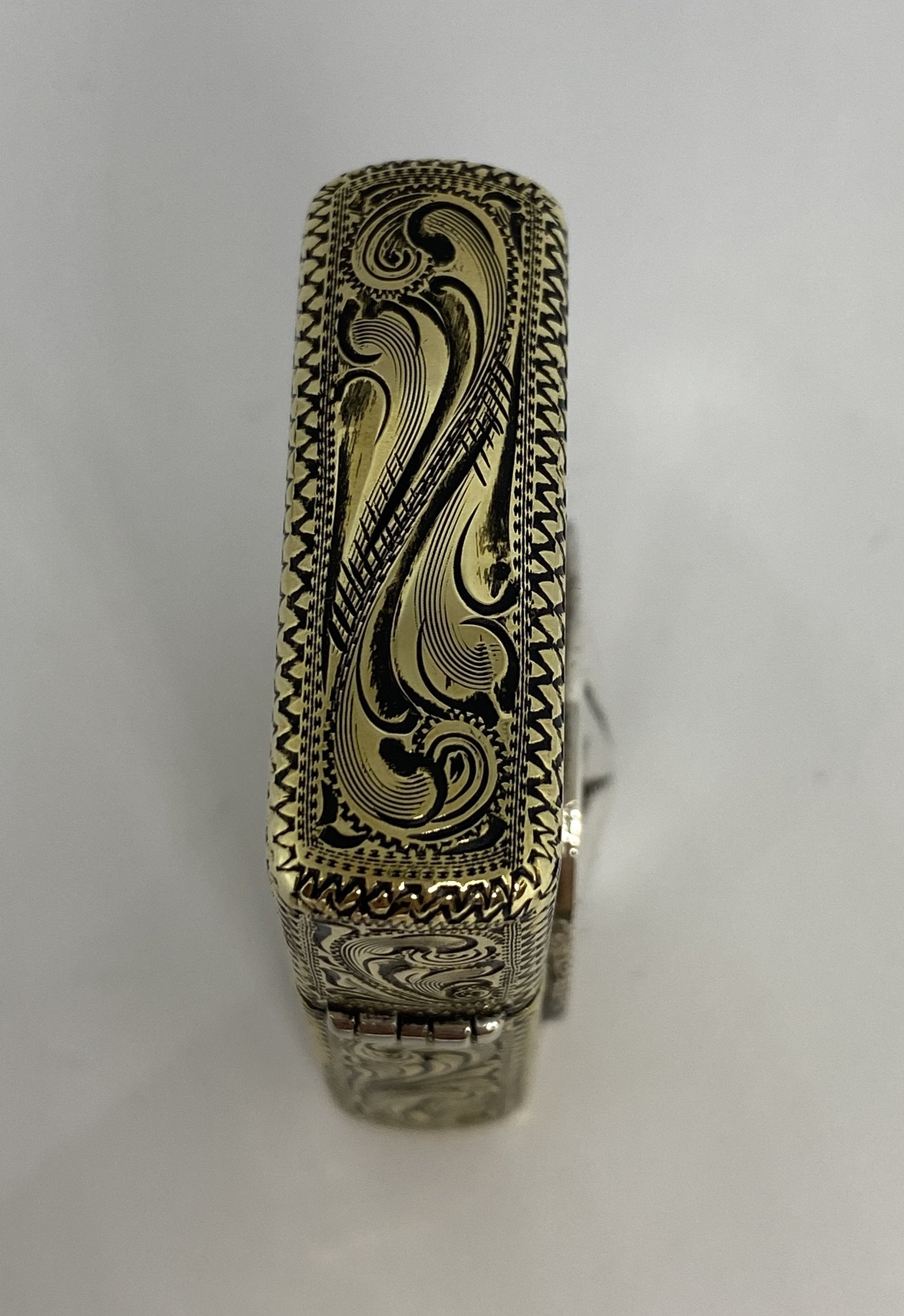 Silver-King-Zippo-Brass-Armor-Lighter-Fully-Engraved-with-Sterling-Silver-Texas-Ranger-Star-Made-in-USA