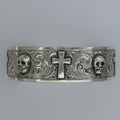 Skulls & Crosses Cuff — Hand Engraved in Sterling Silver