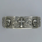 Cuff, Sterling Skulls & Crosses, Hand Engraved CB-13