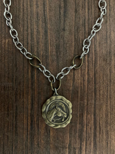 Necklace, Vintage Equine Medallion & Chain