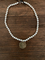 Necklace, Fresh Water Peals with Vintage Pendant, SALE!