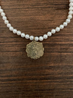Necklace, Fresh Water Peals with Vintage Pendant, SALE!