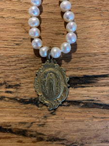 Necklace, Fresh Water Peals with Vintage Pendant (3 Choices)