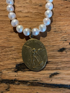 Necklace, Fresh Water Peals with Vintage Pendant (3 Choices)