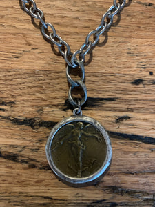 Necklace, Vintage WWI French Victory Angel Medallion & Chain