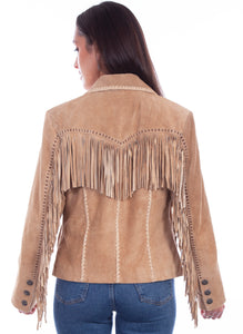 Jacket, Suede Leather Jacket with Fringe, Four Colors
