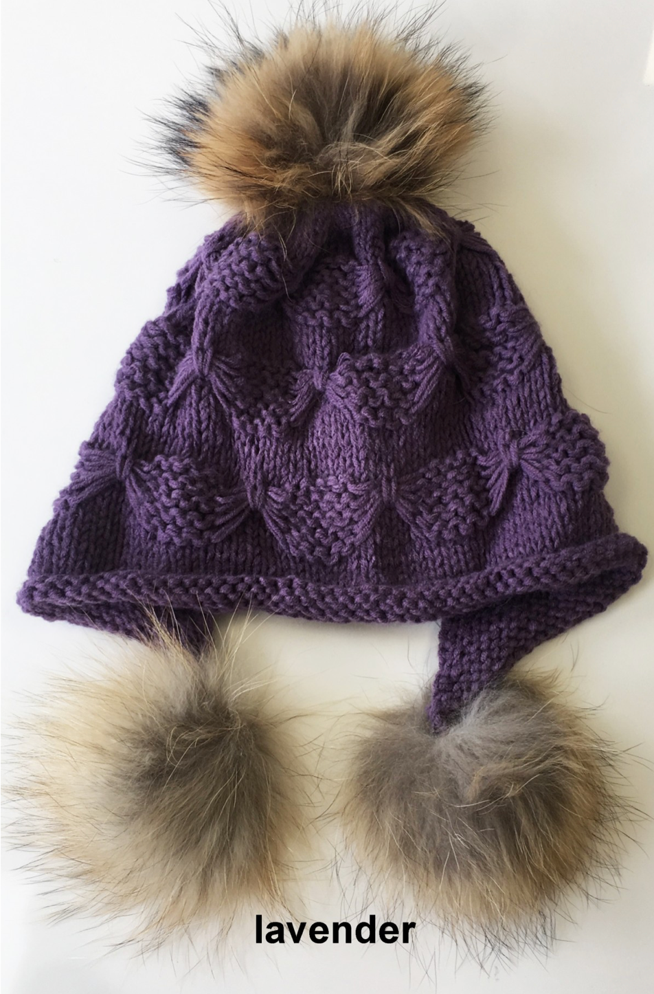 Hat, Wool Heidi Hat with Fur Poms, Multiple Colors - Linda Richards - Style HA5